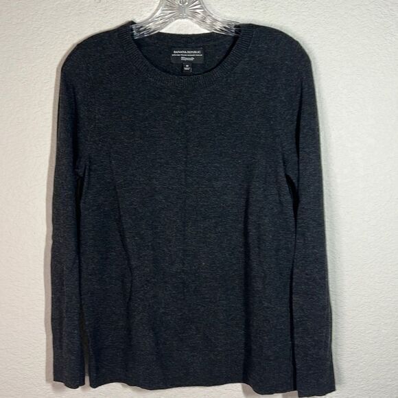 Banana Republic Dark Gray Knit Rib Crew Neck Filpucci Sweater Women's Medium - Picture 1 of 6